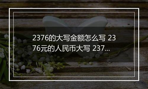 2376的大写金额怎么写 2376元的人民币大写 2376元的数字大写