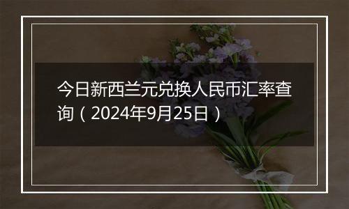 今日新西兰元兑换人民币汇率查询(2024年9月25日)