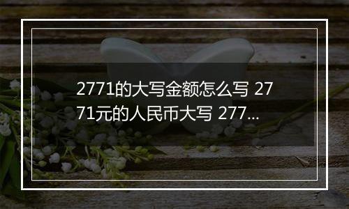 2771的大写金额怎么写 2771元的人民币大写 2771元的数字大写