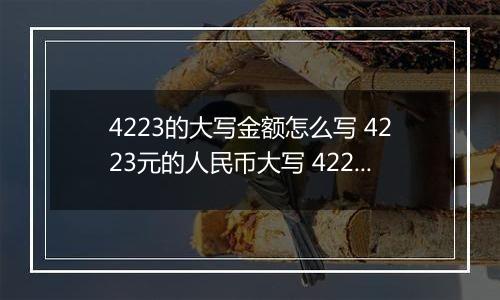 4223的大写金额怎么写 4223元的人民币大写 4223元的数字大写