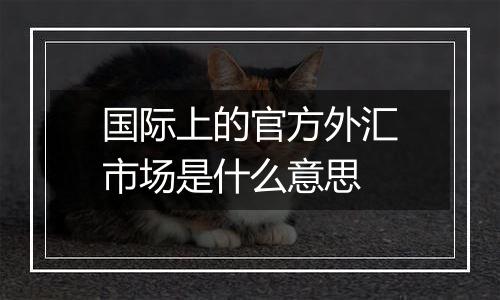 国际上的官方外汇市场是什么意思
