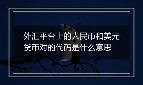 外汇平台上的人民币和美元货币对的代码是什么意思