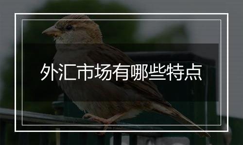 外汇市场有哪些特点
