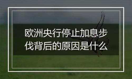 欧洲央行停止加息步伐背后的原因是什么