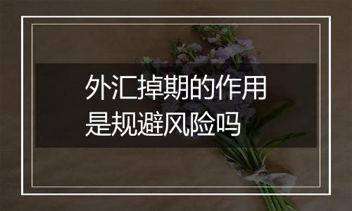 外汇掉期的作用是规避风险吗