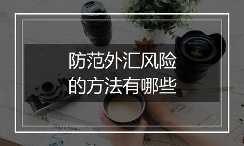 防范外汇风险的方法有哪些