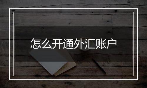 怎么开通外汇账户