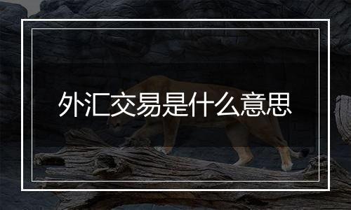 外汇交易是什么意思