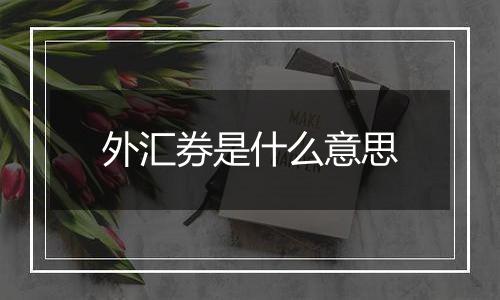 外汇券是什么意思