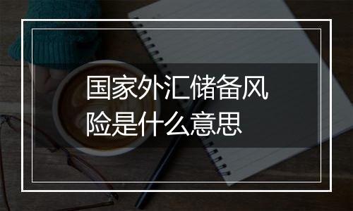 国家外汇储备风险是什么意思