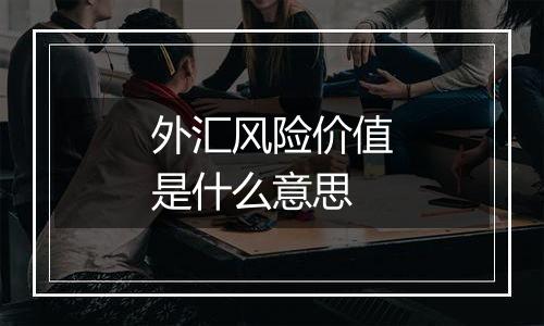 外汇风险价值是什么意思
