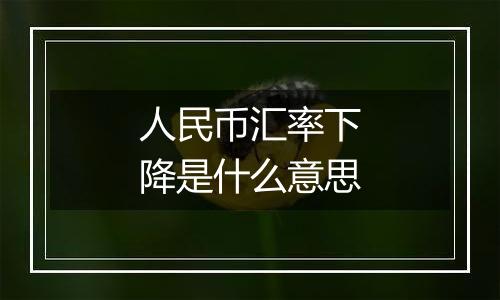 人民币汇率下降是什么意思