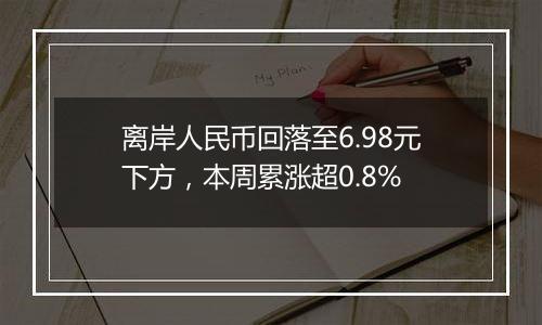 离岸人民币回落至6.98元下方,本周累涨超0.8%