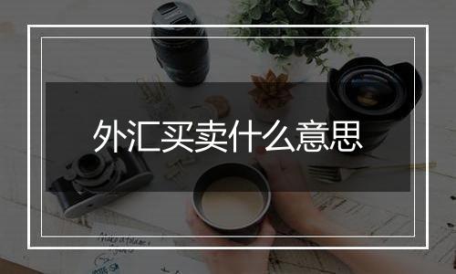 外汇买卖什么意思