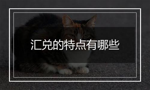 汇兑的特点有哪些