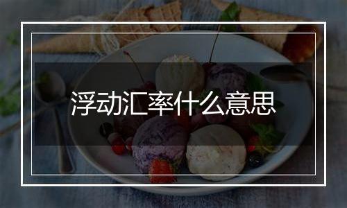 浮动汇率什么意思