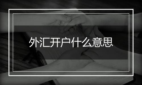 外汇开户什么意思