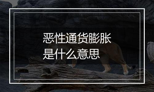 恶性通货膨胀是什么意思
