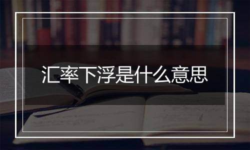 汇率下浮是什么意思
