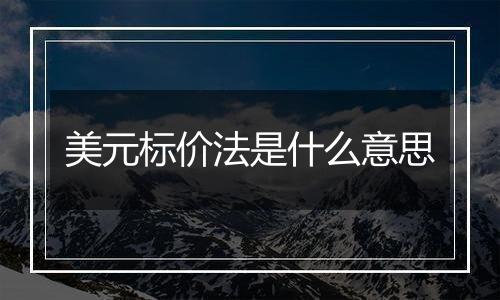 美元标价法是什么意思