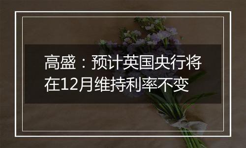 高盛:预计英国央行将在12月维持利率不变