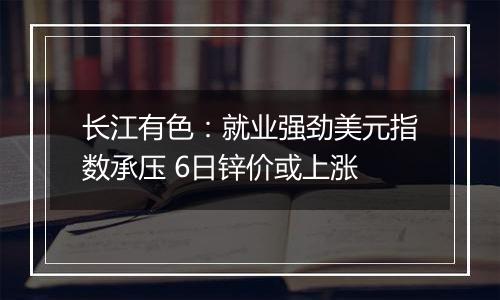 长江有色:就业强劲美元指数承压 6日锌价或上涨