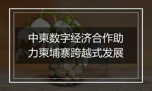 中柬数字经济合作助力柬埔寨跨越式发展