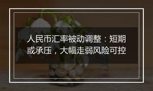 人民币汇率被动调整：短期或承压，大幅走弱风险可控