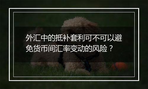 外汇中的抵补套利可不可以避免货币间汇率变动的风险?