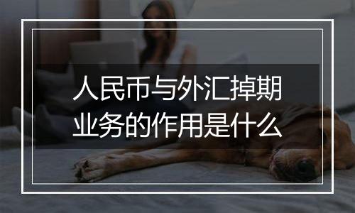 人民币与外汇掉期业务的作用是什么