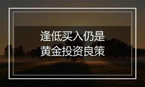 逢低买入仍是黄金投资良策