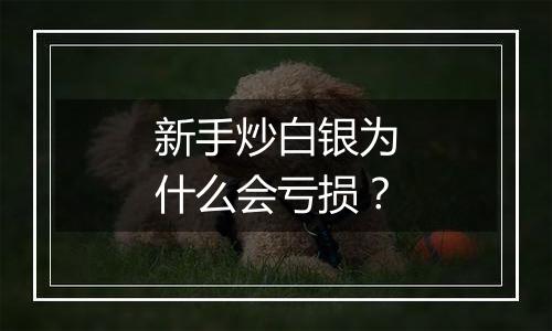 新手炒白银为什么会亏损?