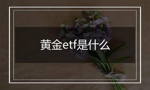 黄金etf是什么