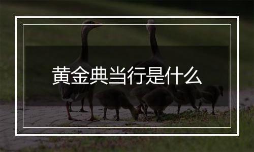 黄金典当行是什么