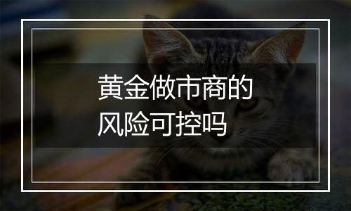 黄金做市商的风险可控吗