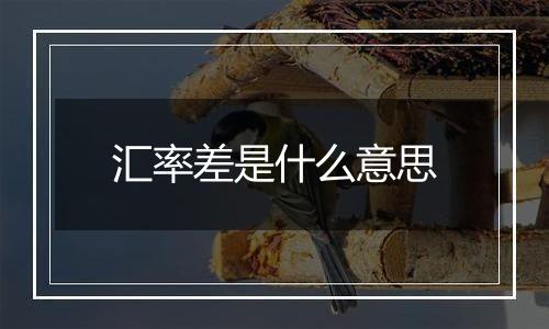 汇率差是什么意思
