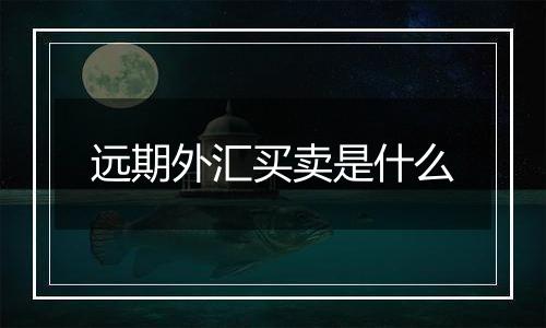 远期外汇买卖是什么