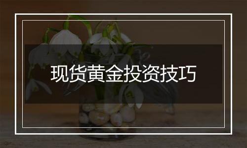 现货黄金投资技巧