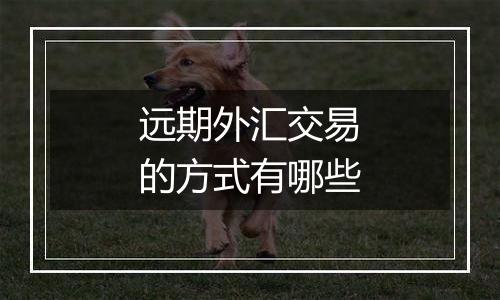 远期外汇交易的方式有哪些