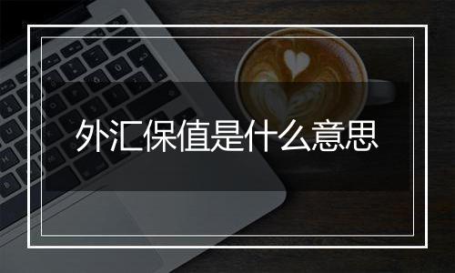 外汇保值是什么意思