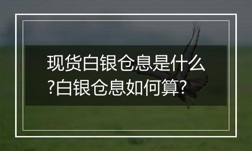 现货白银仓息是什么?白银仓息如何算?