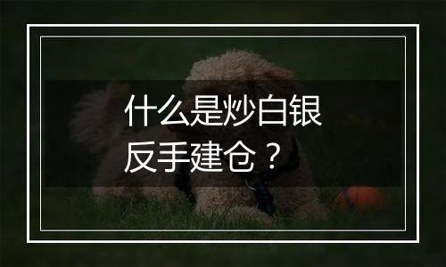 什么是炒白银反手建仓？