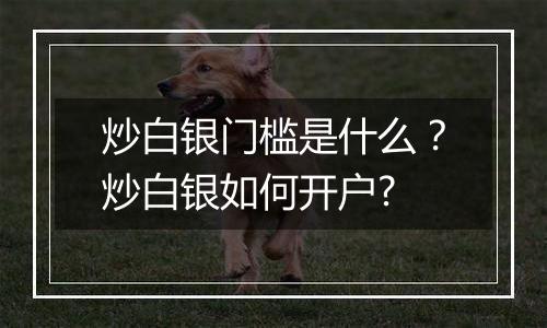 炒白银门槛是什么?炒白银如何开户?