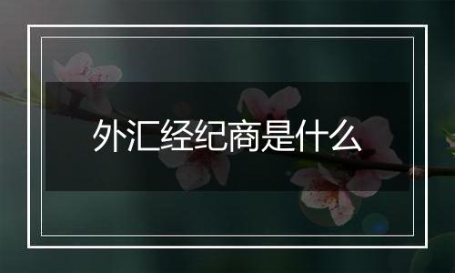 外汇经纪商是什么