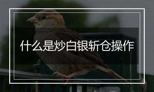 什么是炒白银斩仓操作