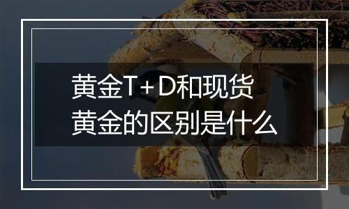 黄金T+D和现货黄金的区别是什么