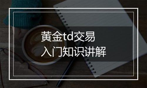 黄金td交易入门知识讲解
