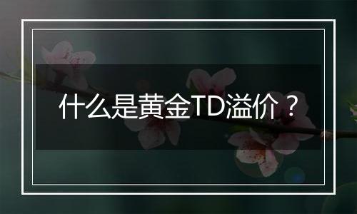 什么是黄金TD溢价?
