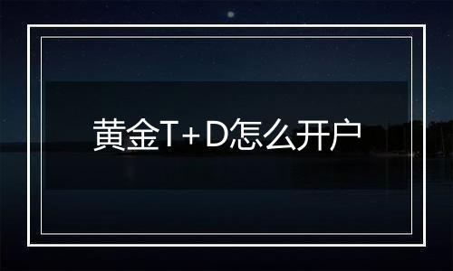 黄金T+D怎么开户