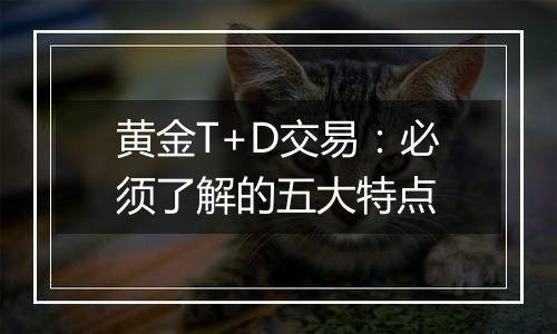 黄金T+D交易:必须了解的五大特点